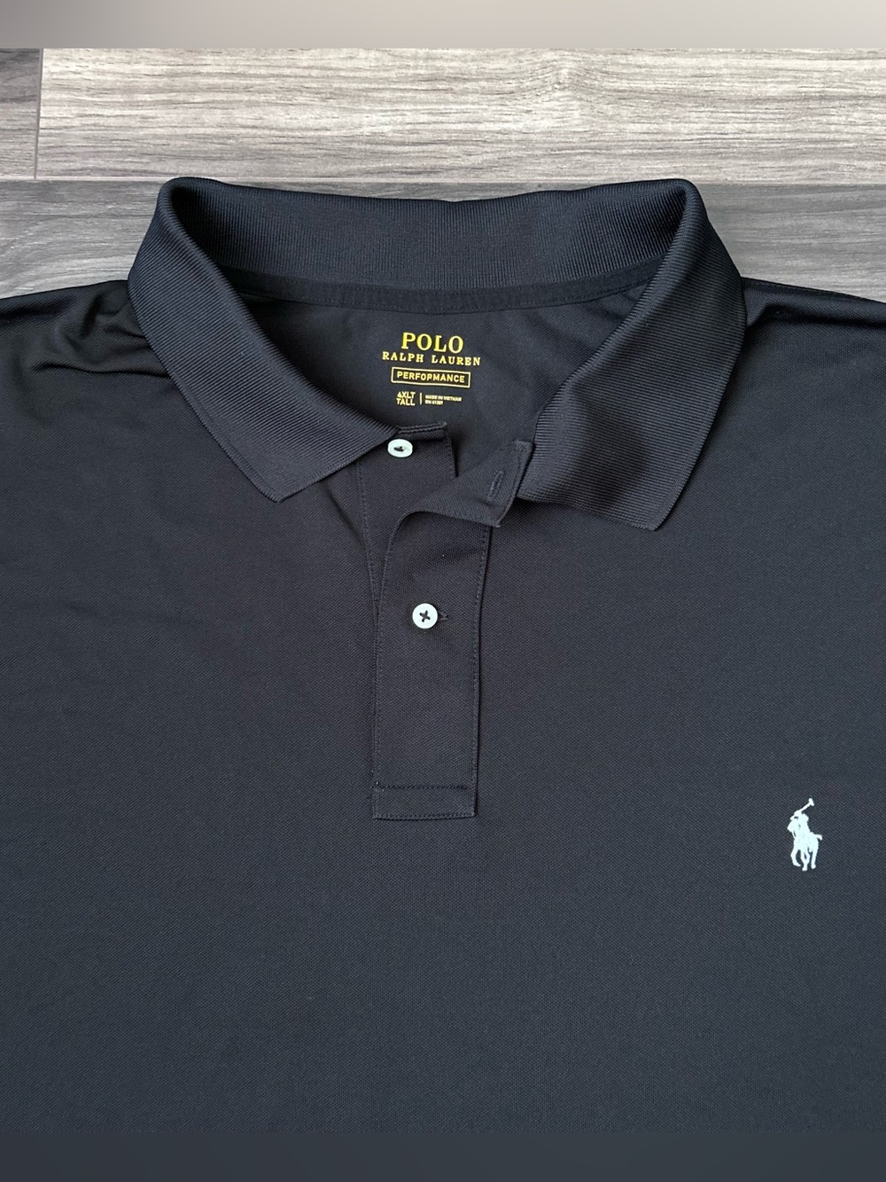 Polo Ralph Lauren Performance Mens 4XLT Black Short Sleeve Polo Shirt White Pony